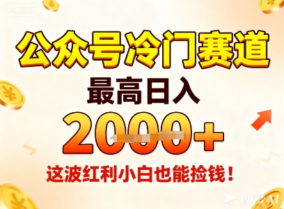 公众号冷门赛道，最高日入1k+，这波红利小白也能捡钱！-情久项目网