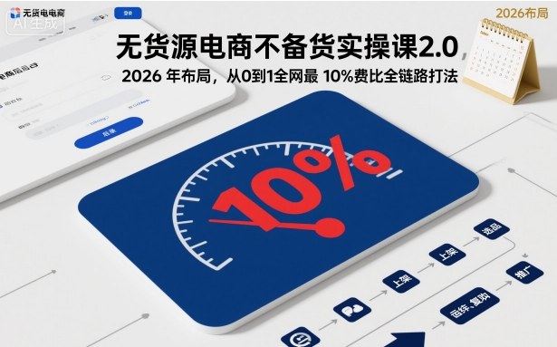 无货源电商不备货实操课2.0，2026年布局，从0到1全网最低10%费比全链路打法【更新中】-情久项目网