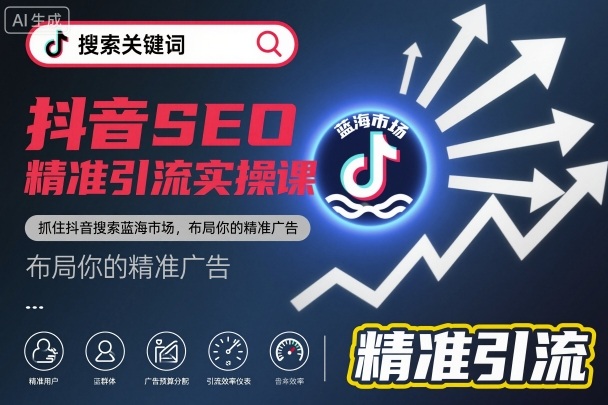 抖音SEO精准引流实操课，抓住抖音搜索蓝海市场，布局你的精准广告-情久项目网