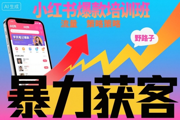 小红书爆款培训班，小红书获客野路子流量打法，暴力持续获客-情久项目网