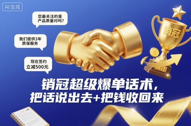 销冠超级爆单话术，把话说出去+把钱收回来-情久项目网
