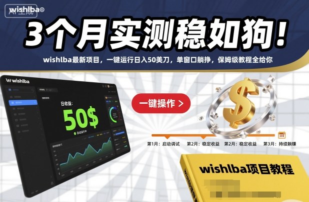 3个月实测稳如狗！wishlba最新项目，一键运行日入50美刀，单窗口躺挣，保姆级教程全给你【揭秘】-情久项目网