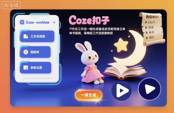 Coze扣子工作流一键生成童话皮克斯风格立体书视频，保姆级工作流搭建教程-情久项目网
