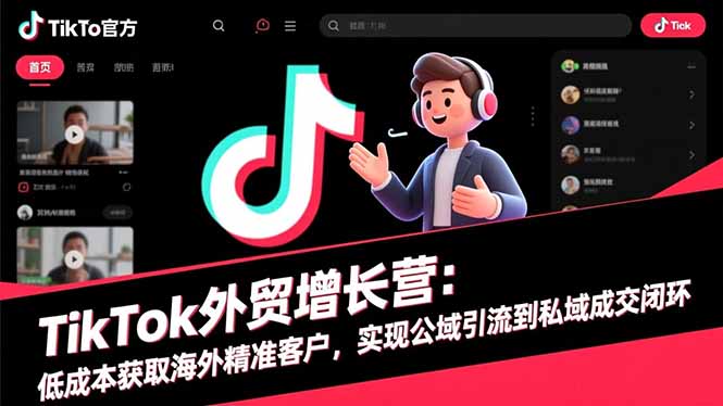 TikTok外贸增长营：低成本获取海外精准客户，实现公域引流到私域成交闭环-情久项目网