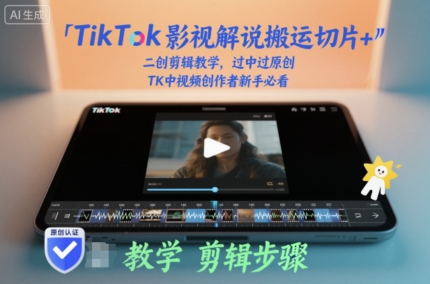 TikTok影视解说搬运切片+二创剪辑教学，过中过原创，TK中视频创作者新手必看-情久项目网