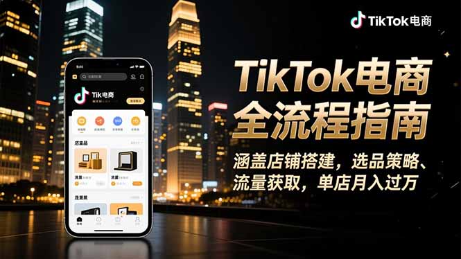 TikTok电商全流程指南，涵盖店铺搭建、选品策略、流量获取，单店月入过万-情久项目网