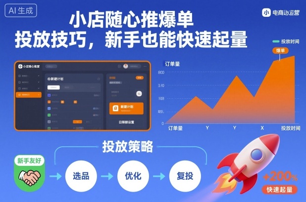 小店随心推爆单投放技巧，新手也能快速起量-情久项目网