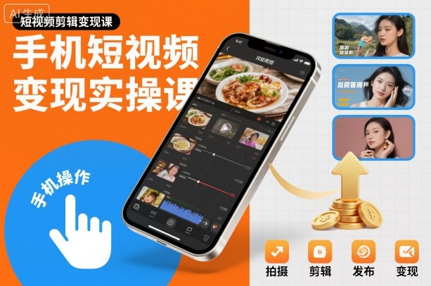 手机短视频变现实操课，短视频剪辑变现课-情久项目网
