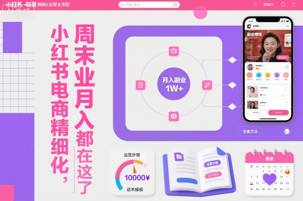 小红书电商精细化运营全流程，周末副业月入1W+，全套方法都在这了-情久项目网