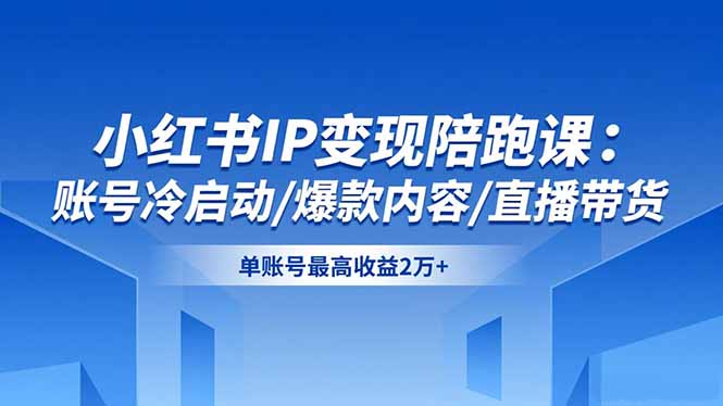 小红书IP变现陪跑课：账号冷启动/爆款内容/直播带货，单账号最高收益2万+-情久项目网