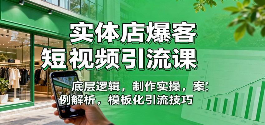 实体店爆客短视频引流课：底层逻辑，制作实操，案例解析，模板化引流技巧-情久项目网