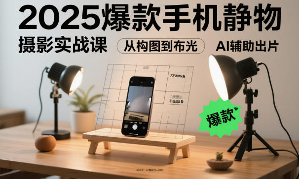 2025爆款手机静物摄影实战课，从构图到布光，不用贵设备，AI辅助出片-情久项目网