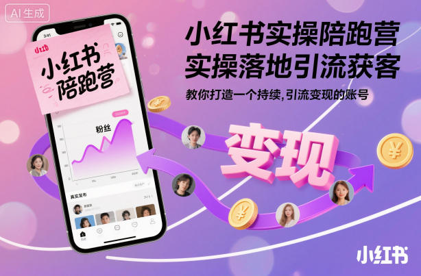 小红书实操陪跑营，实操落地引流获客，教你打造一个持续引流变现的账号-情久项目网