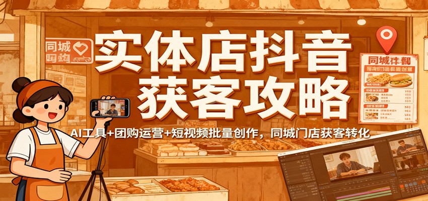 实体店抖音获客攻略：AI工具+团购运营+短视频批量创作，同城门店获客转化-情久项目网