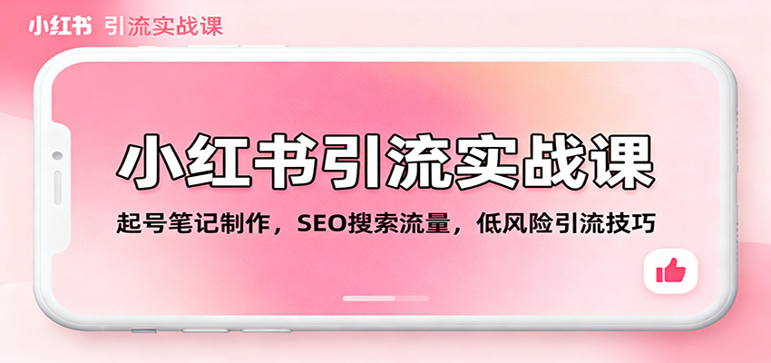 小红书引流实战课：起号笔记制作，SEO搜索流量，低风险引流技巧-情久项目网