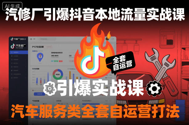 汽修厂引爆抖音本地流量实战课，汽车服务类全套自运营打法-情久项目网