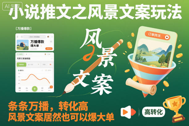 小说推文之风景文案玩法，条条万播，转化高，风景文案居然也可以爆大单！-情久项目网