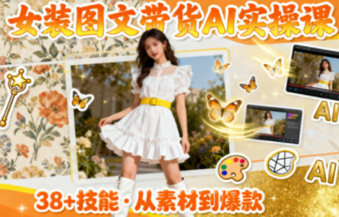 女装图文带货的AI实操课，覆盖38个实用技能，快速提升素材制作效率-情久项目网