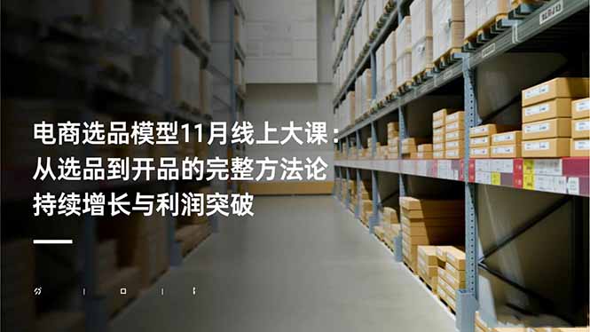 电商选品模型11月线上大课：从选品到开品的完整方法论 持续增长与利润突破-情久项目网