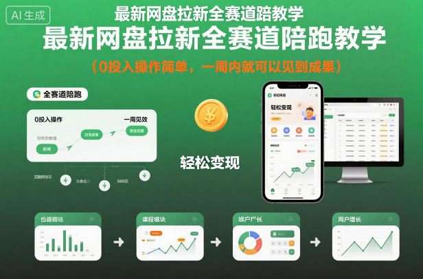 最新网盘拉新全赛道陪跑教学，0投入操作简单，一周内就可以见到成果-情久项目网