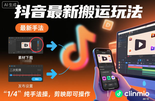 抖音最新搬运玩法，纯手法操作，剪映即可操作-情久项目网