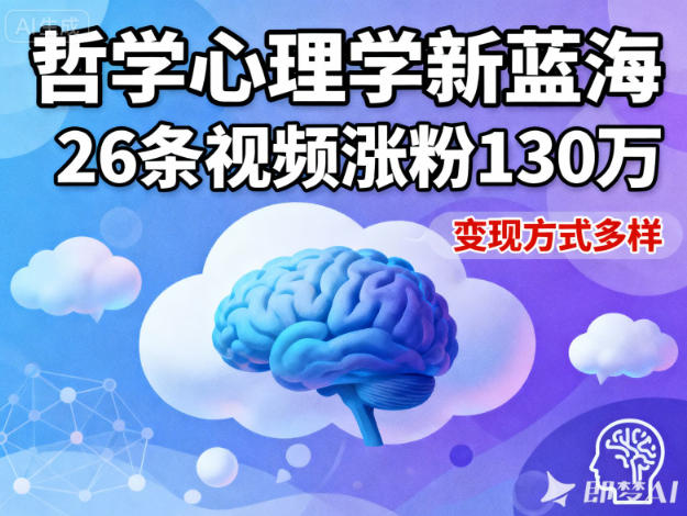 短视频新蓝海，哲学心理学赛道，26条视频涨粉130W，变现方式多样-情久项目网