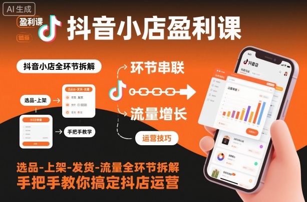 抖音小店盈利课-选品-上架-发货-流量全环节拆解，手把手教你搞定抖店运营-情久项目网