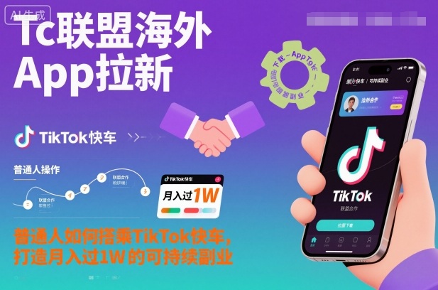 Tc联盟海外App拉新：普通人如何搭乘TikTok快车，打造月入过1W的可持续副业-情久项目网