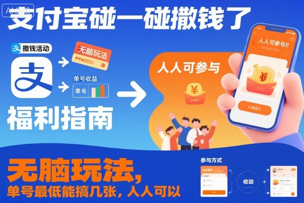 支付宝碰一碰撒钱了，无脑玩法，单号最低能搞几张，人人可以撸【揭秘】-情久项目网