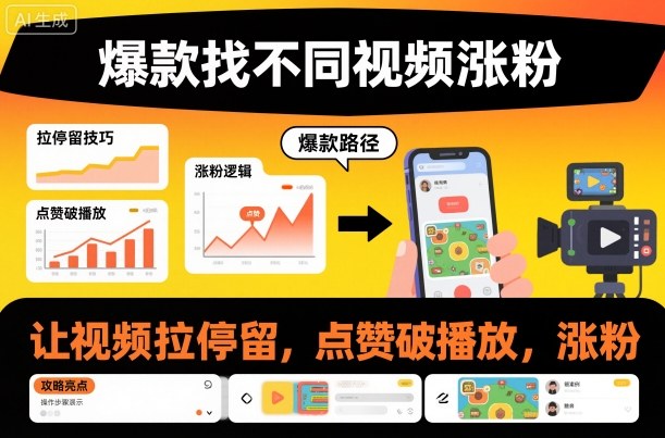 爆款找不同视频涨粉，让视频拉停留，实现点赞，破播放，涨粉-情久项目网