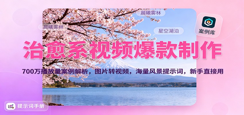 治愈系视频爆款制作，700万播放量案例解析，图片转视频，海量风景提示词，新手直接用-情久项目网