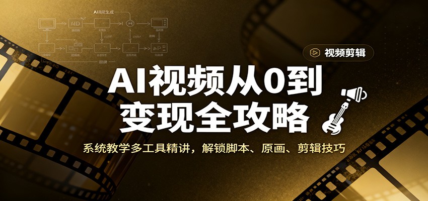 AI视频从0到变现全攻略，系统教学多工具精讲，解锁脚本、原画、剪辑技巧-情久项目网