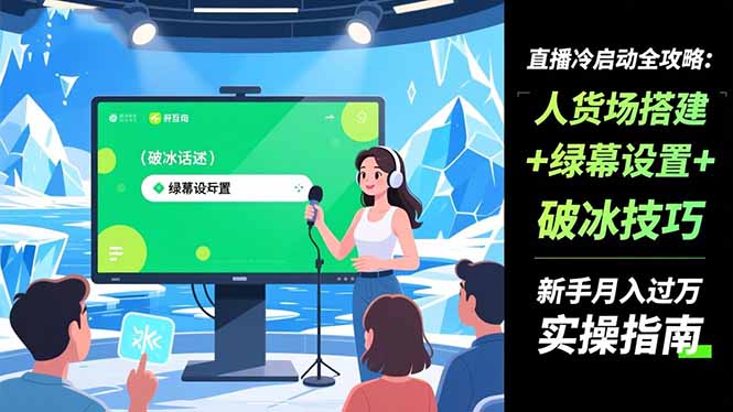 直播冷启动全攻略:人货场搭建+绿幕设置+破冰技巧，新手月入过万实操指南-情久项目网
