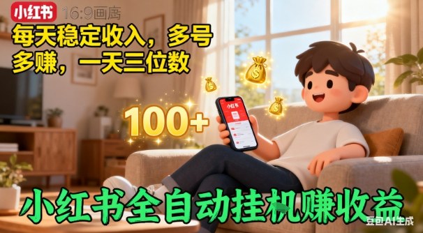 小红书自动挂G賺收益，每天稳定收入，多号多賺，一天三位数【揭秘】-情久项目网