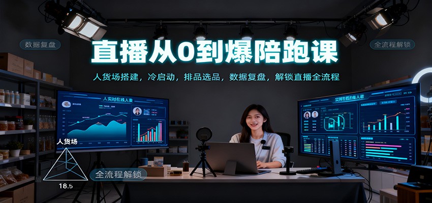 直播从0到爆陪跑课：人货场搭建，冷启动，排品选品，数据复盘，解锁直播全流程-情久项目网