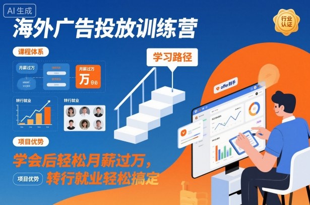 海外广告投放训练营，学会后轻松月薪过万，转行就业轻松搞定-情久项目网