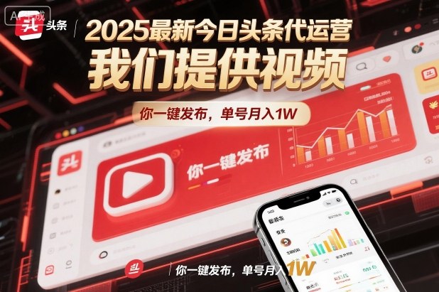 2025最新今日头条代运营，我们提供视频，你一键发布，单号月入1W【揭秘】-情久项目网