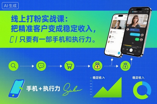 线上打粉实战课：把精准客户变成稳定收入，只要有一部手机和执行力-情久项目网
