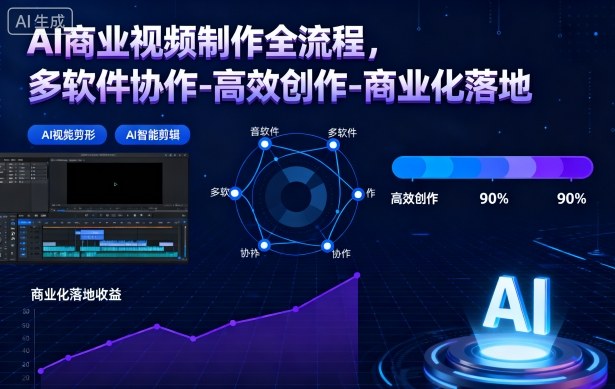 AI商业视频制作全流程，多软件协作-高效创作-商业化落地-情久项目网