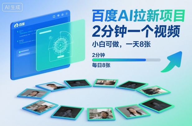 百度AI拉新项目，2分钟一个视频，小白可做，一天8张【附案例+保姆级教程】-情久项目网