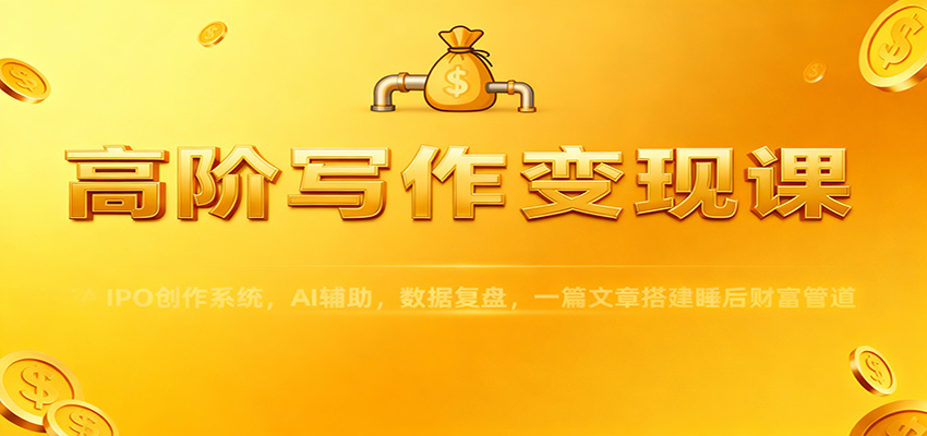 高阶写作变现课：IPO创作系统，AI辅助，数据复盘，一篇文章搭建睡后财富管道-情久项目网