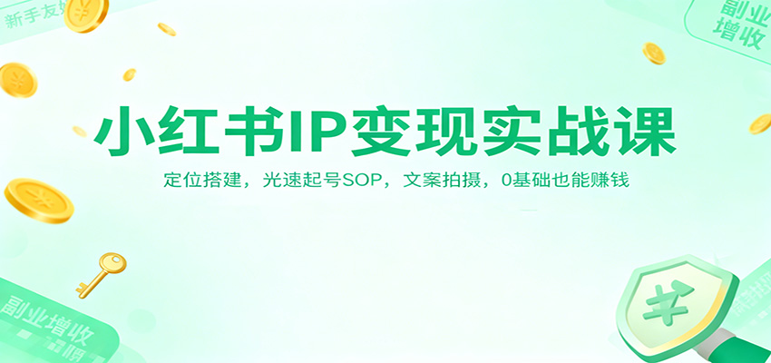 小红书IP变现实战课：定位搭建，光速起号SOP，文案拍摄，0基础也能赚钱-情久项目网