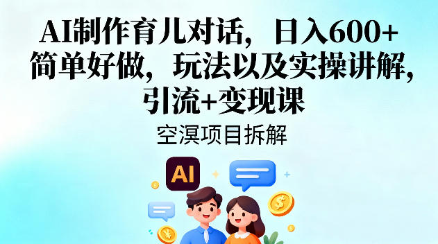 AI制作育儿对话，日入6张+，简单好做，玩法以及实操讲解，引流+变现课-情久项目网