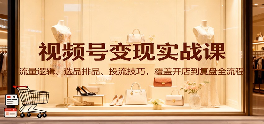 视频号变现实战课：流量逻辑、选品排品、投流技巧，覆盖开店到复盘全流程-情久项目网