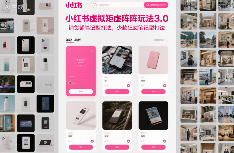 小红书虚拟矩阵玩法3.0，铺货铺笔记型打法，少款狂怼笔记型打法-情久项目网