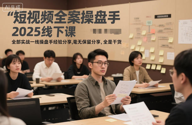 短视频全案操盘手2025线下课，全部实战一线操盘手经验分享，毫无保留分享，全是干货-情久项目网
