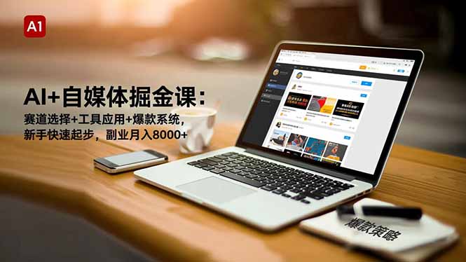AI+自媒体掘金课：赛道选择+工具应用+爆款系统，新手快速起步，副业月入8000+-情久项目网