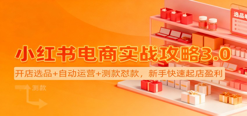 小红书电商实战攻略3.0：开店选品+自动运营+测款怼款，新手快速起店盈利-情久项目网