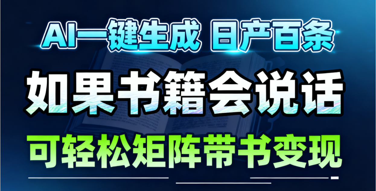 AI书籍会说话，轻松带书变现，月入3W+-情久项目网