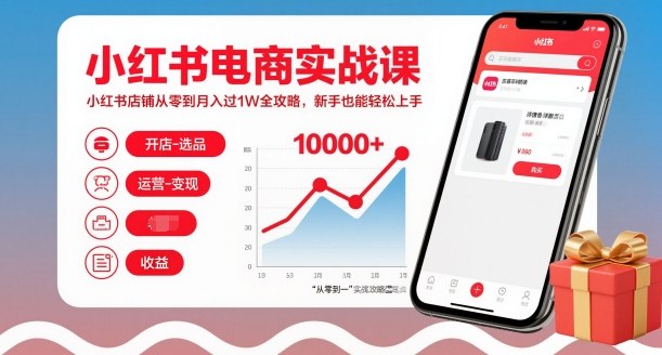 小红书电商实战课，小红书店铺从零到月入过1W全攻略，新手也能轻松上手-情久项目网